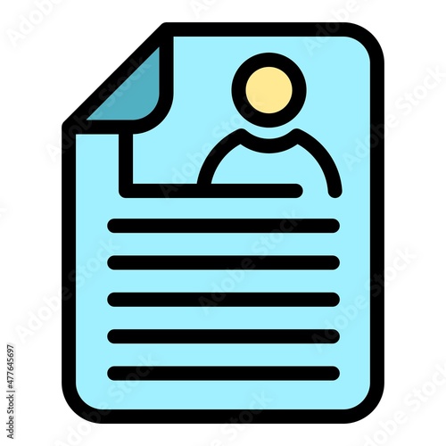 Cv paper icon. Outline cv paper vector icon color flat isolated
