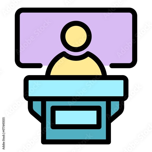 Public speaking icon. Outline public speaking vector icon color flat isolated