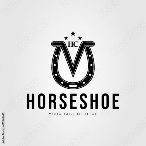 horseshoe, horse club and farrier logo vector illustration design