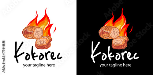 Kokorec vector logo design. Fast Food Restaurant Design elements for logo, label, emblem, sign. Vector.