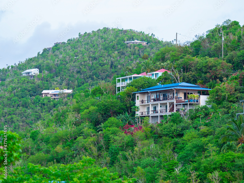 Homes on the mountain top in the U.S. Virgin Islands