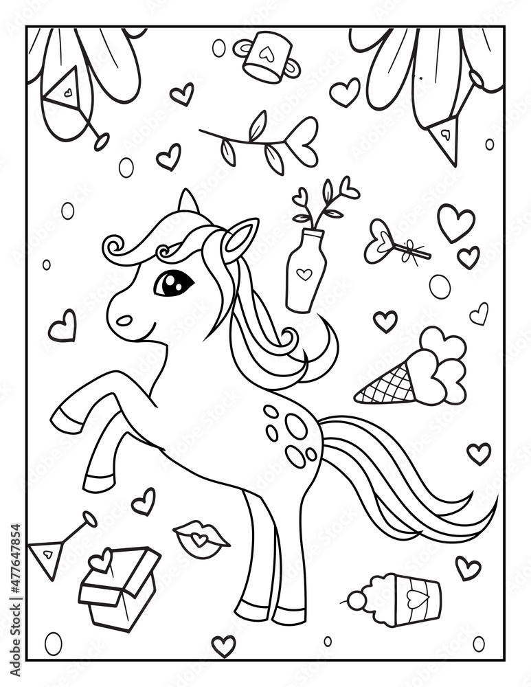 Valentine's Day coloring page for children. Valentines Day coloring