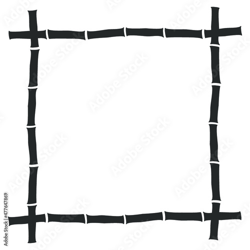 Bamboo square frame isolated. Vector.
