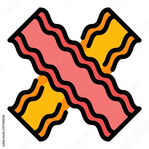 Bacon brisket icon. Outline bacon brisket vector icon color flat isolated