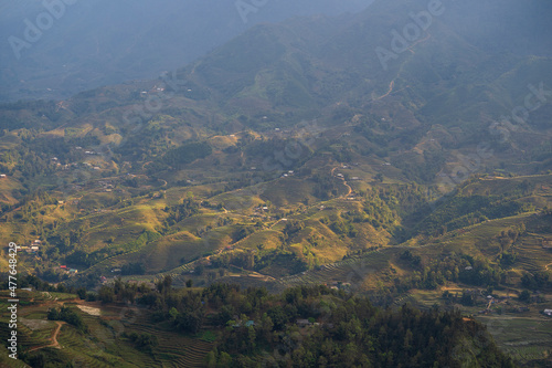 Green terraced rice fields, the typical landscape near mountain village Sapa, Vietnam