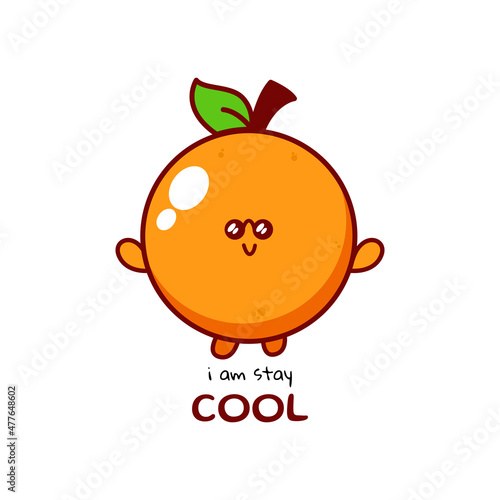 Cute funny orange character. Vector hand drawn cartoon mascot character illustration icon. Isolated on white background