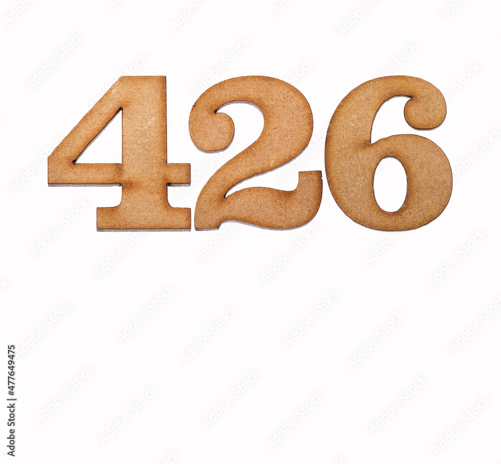 Number 426 - Piece of wood isolated on white background Number 426 - Piece of wood isolated on white background