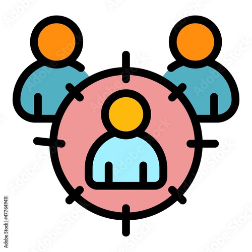 Man target credibility icon. Outline man target credibility vector icon color flat isolated