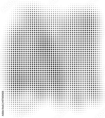 Monochrome shape with retro halftone effect, pattern. Black dotted texture. Use for comic books, overlay, brushes, shading or montage. Isolated, transparent background.