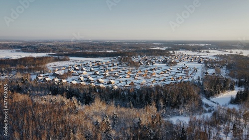 landscape with snow drone photo © Кирилл Косухин