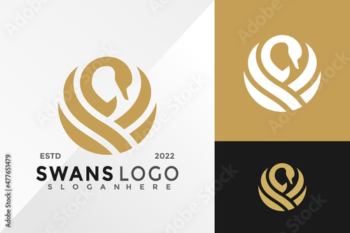 Luxury Swan Logo Design Vector illustration template