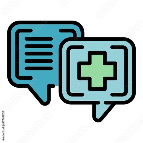 Pharm chat icon. Outline pharm chat vector icon color flat isolated