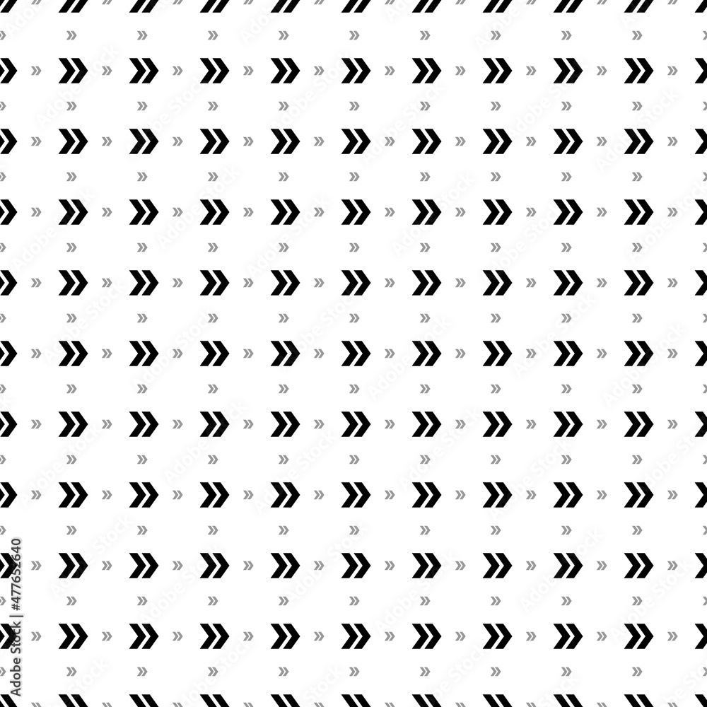 Square seamless background pattern from geometric shapes are different sizes and opacity. The pattern is evenly filled with big black double arrow symbols. Vector illustration on white background Square seamless background pattern from geometric shapes are different sizes and opacity. The pattern is evenly filled with big black double arrow symbols. Vector illustration on white background