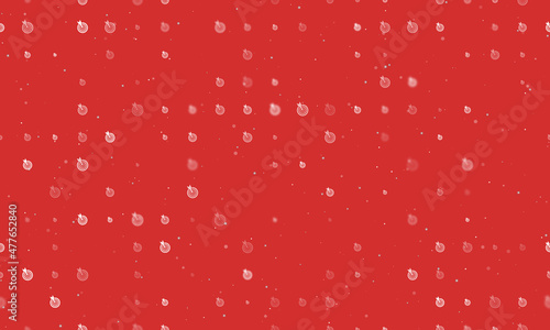 Seamless background pattern of evenly spaced white goal symbols of different sizes and opacity. Vector illustration on red background with stars