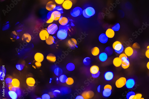 Night christmas tree lights background