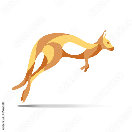 Vector image of a kangaroo, endemic to Australia, a rare animal