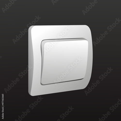 White switch isolated on black background. Wall switch. 3d vector illustration.