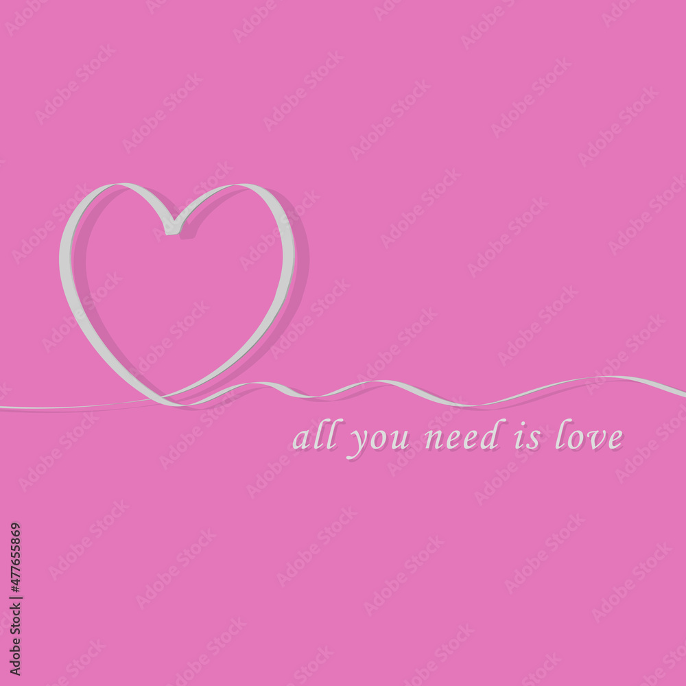 Valentine card with hearts, lines and all you need is love phrases. -vector