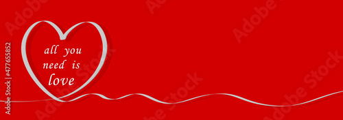 Fotografie Valentine card with hearts, lines and all you need is love phrases
