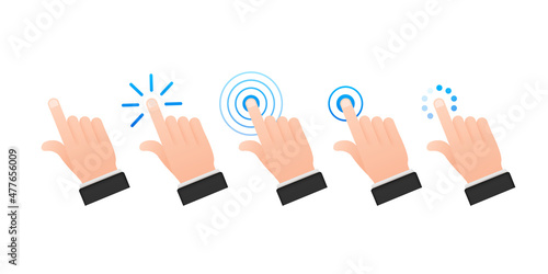 Finger click icon vector. Hand click icon. Push touch screen. Vector stock illustration.