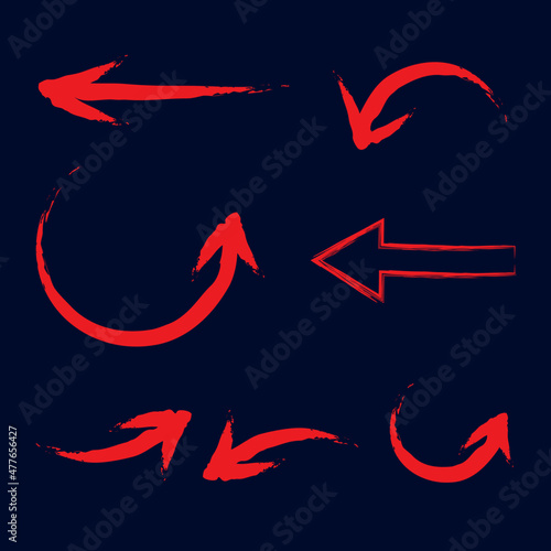 Arrows on a dark background. Direction signs 