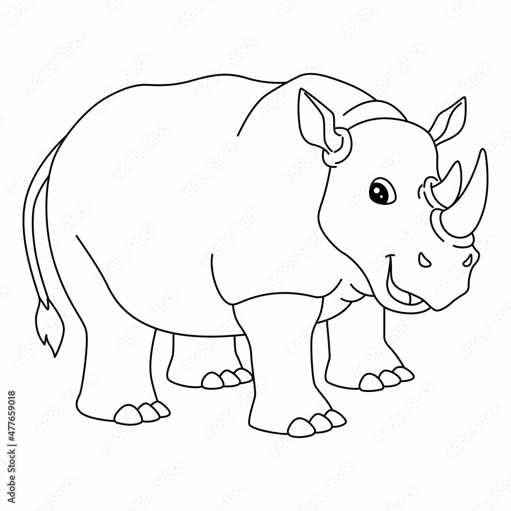 Rhinoceros Coloring Page Isolated for Kids