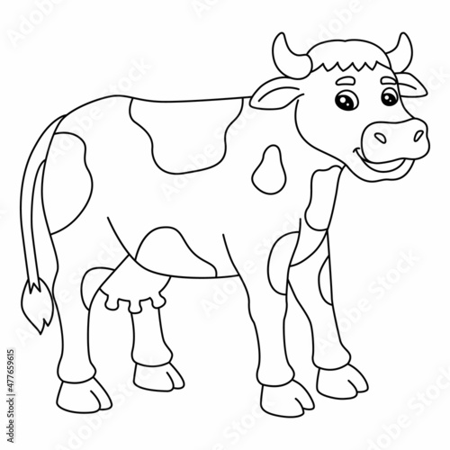 Cow Coloring Page Isolated for Kids