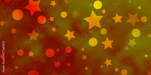 Light Orange vector background with circles, stars.