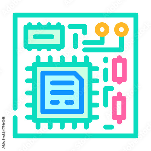cpu board color icon vector. cpu board sign. isolated symbol illustration