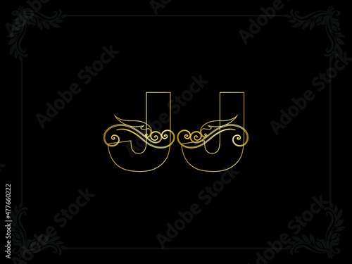 Monogram Luxury JJ logo, Letter jj logo minimalist luxury gold color elegant classical design