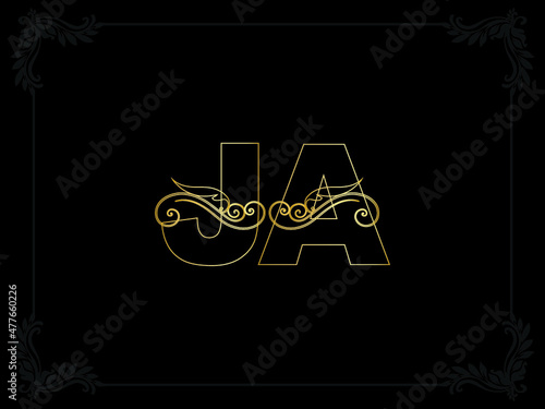 Monogram Luxury JA logo, Letter ja logo minimalist luxury gold color elegant classical design