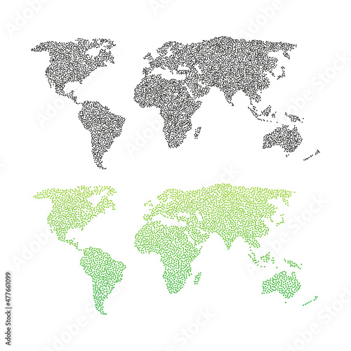 Modern 3d pattern with green earth map dots on white background. Modern futuristic simple dots pattern.