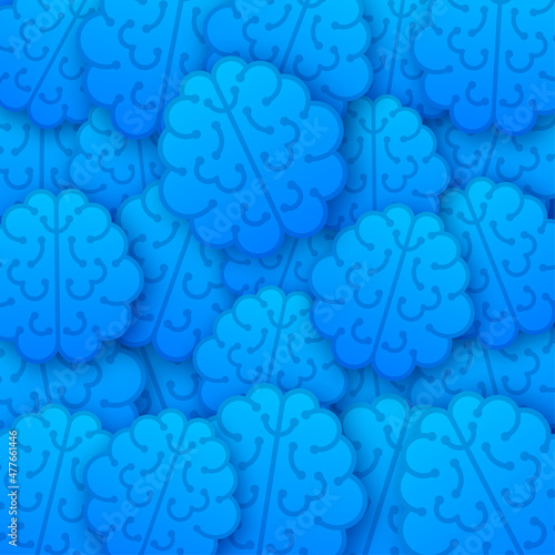 Human blue brain sticker pattern. Thinking process, brainstorming, good idea, brain activity. Vector stock illustration.