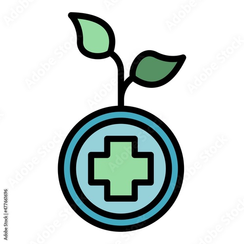 Herbal medicine icon. Outline herbal medicine vector icon color flat isolated