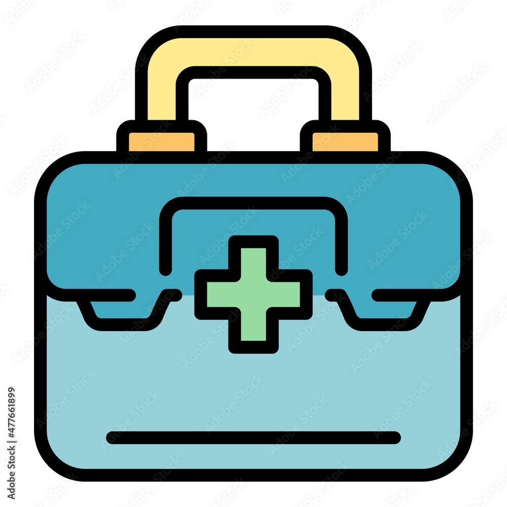 Medical suitcase icon. Outline medical suitcase vector icon color flat isolated Medical suitcase icon. Outline medical suitcase vector icon color flat isolated