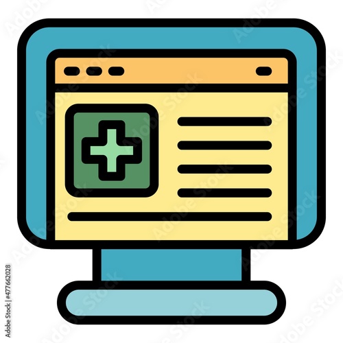 Website pharm icon. Outline website pharm vector icon color flat isolated