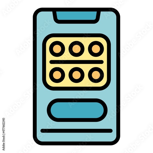 Medical app icon. Outline medical app vector icon color flat isolated