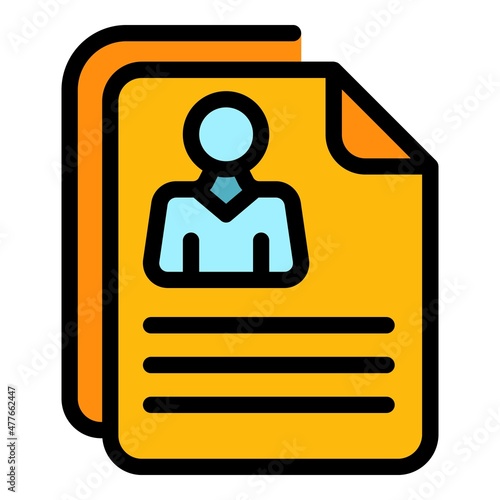 Applicant cv icon. Outline applicant cv vector icon color flat isolated