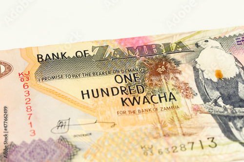 detail of a 100 zambia kwacha bank note