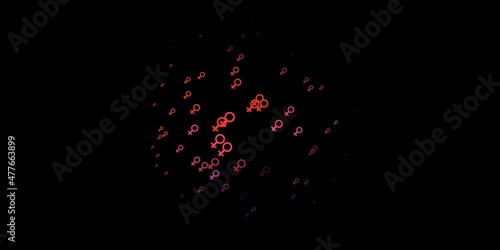 Dark Pink, Yellow vector backdrop with woman's power symbols.