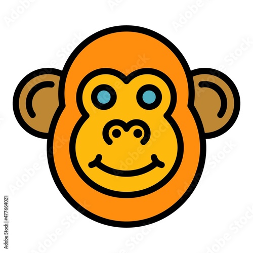 Face gibbon icon. Outline face gibbon vector icon color flat isolated