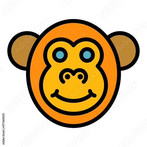 Gibbon icon. Outline gibbon vector icon color flat isolated