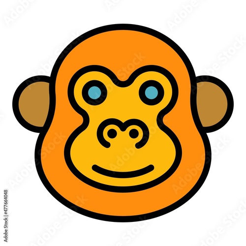 African gibbon icon. Outline african gibbon vector icon color flat isolated