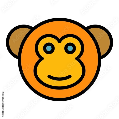 Gibbon monkey icon. Outline gibbon monkey vector icon color flat isolated
