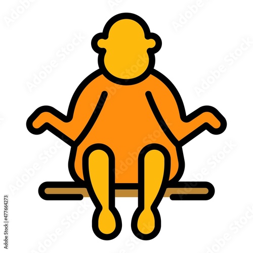 Ape gibbon icon. Outline ape gibbon vector icon color flat isolated
