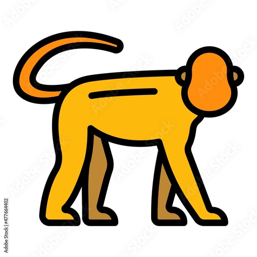 Forest gibbon icon. Outline forest gibbon vector icon thin line color flat on white