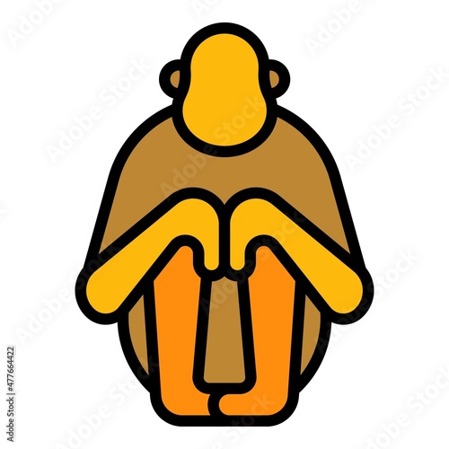 Chimp gibbon icon. Outline chimp gibbon vector icon color flat isolated