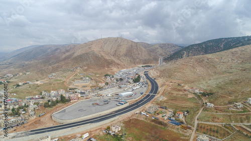 The official Lebanese-Syrian border in an aerial shot