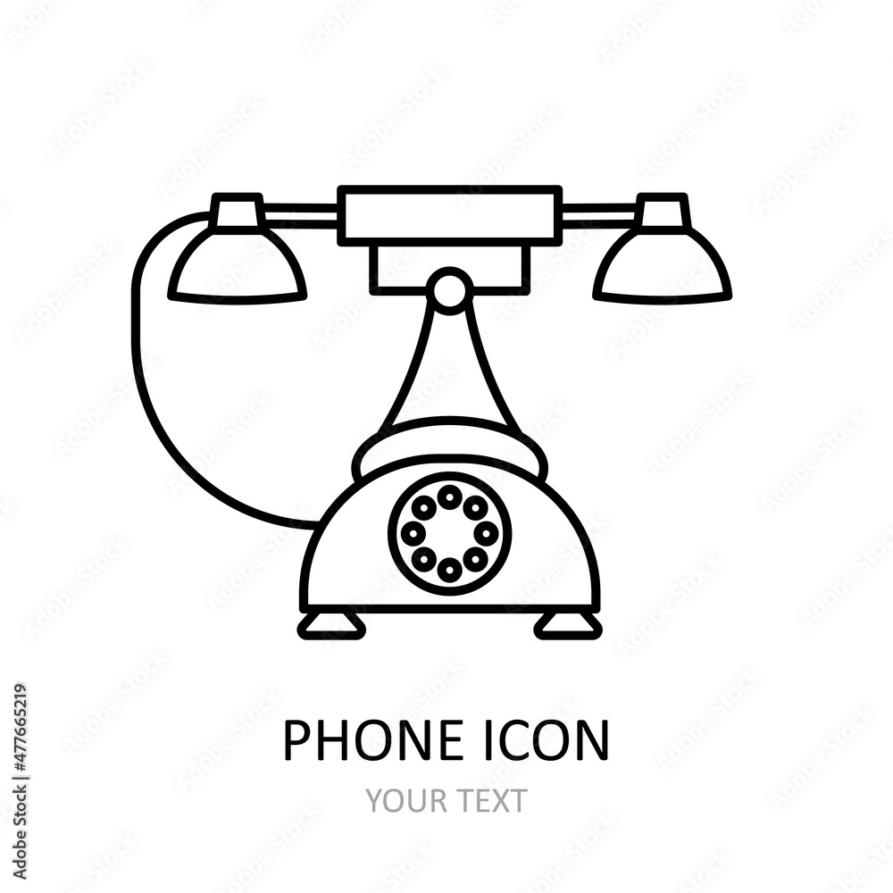 Vector illustration with retro phone. Outline drawing. Vector illustration with retro phone. Outline drawing.