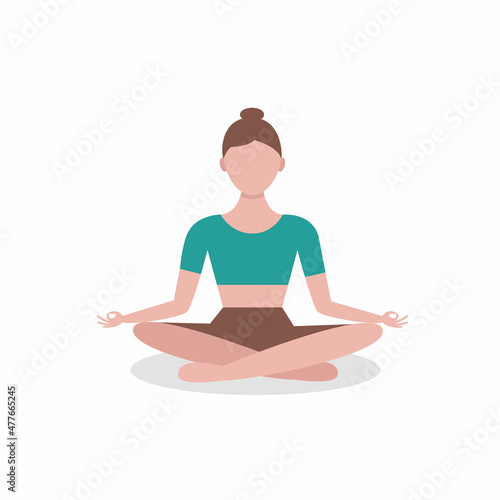 Wallpaper Mural Young girl in lotus position. Vector illustration in flat style. Torontodigital.ca